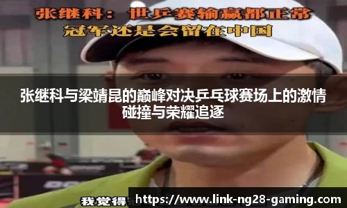 张继科与梁靖昆的巅峰对决乒乓球赛场上的激情碰撞与荣耀追逐